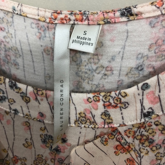 LC Lauren Conrad Floral Peach Pink‎ Tank S - Picture 4 of 6